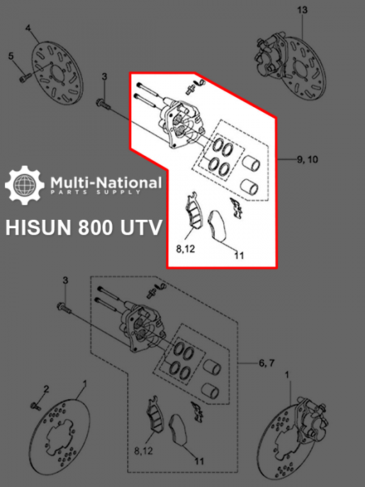 Brake Caliper - Rear, Left, Hisun, 800cc, ATV/UTV