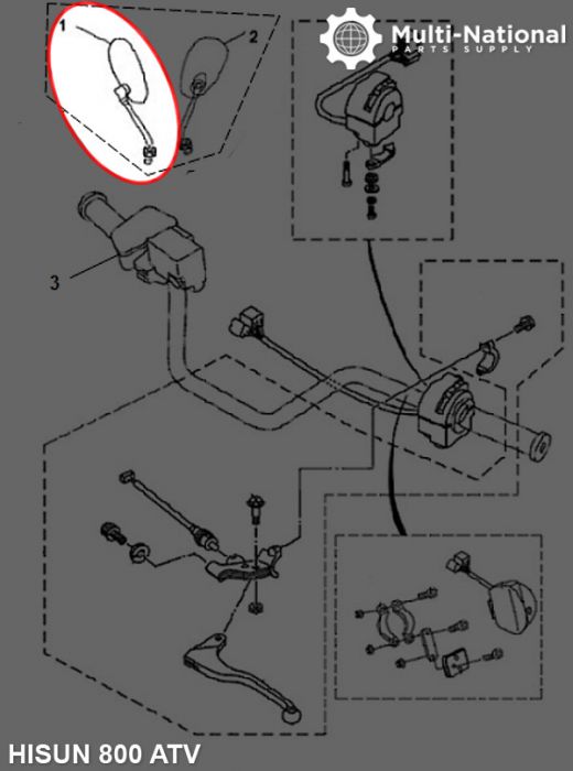 Mirror - Left, 800cc, ATV, Hisun