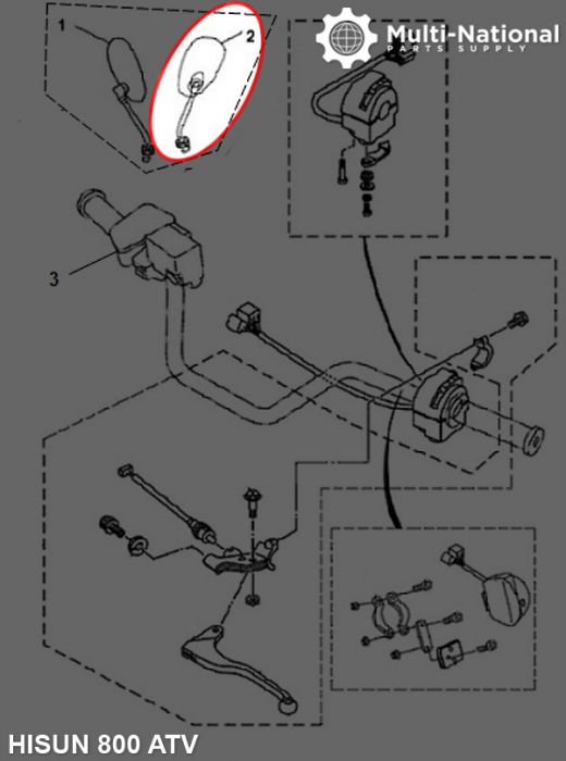 Mirror - Right, 800cc, ATV, Hisun