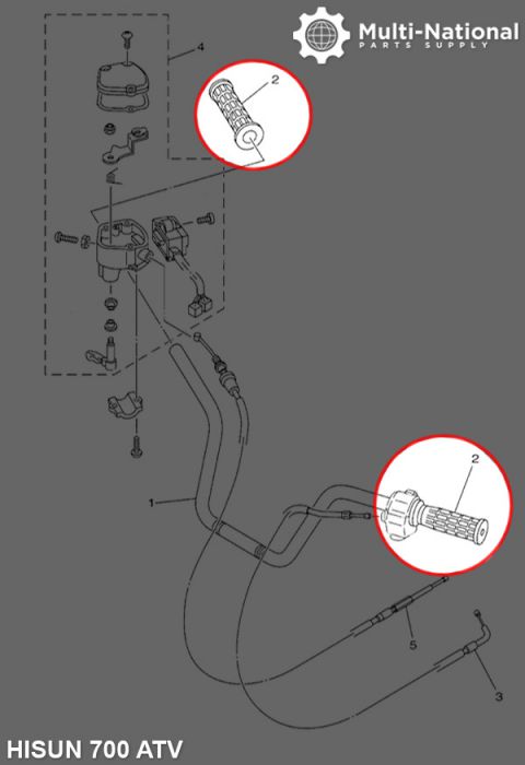 Throttle Grips - ATV, Hisun, 400-800cc (2pc)