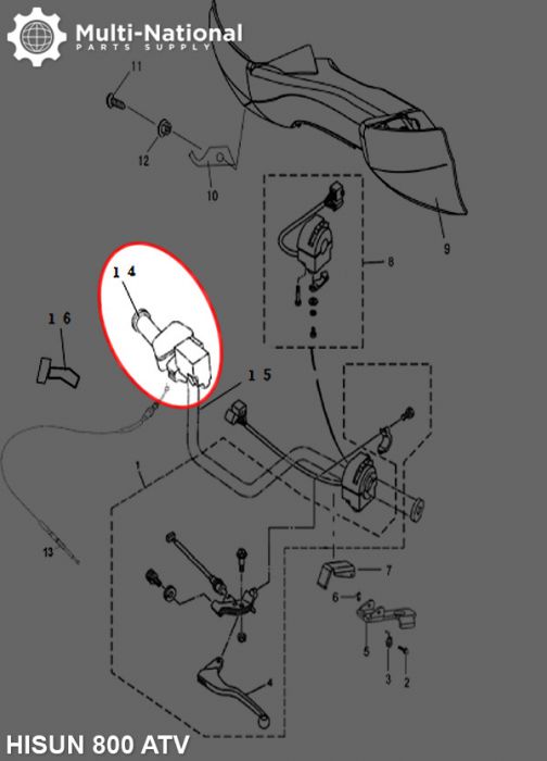 Throttle Grips - ATV, Hisun, 400-800cc (2pc)