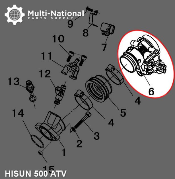 Throttle Body -  ATV, Hisun, 500cc