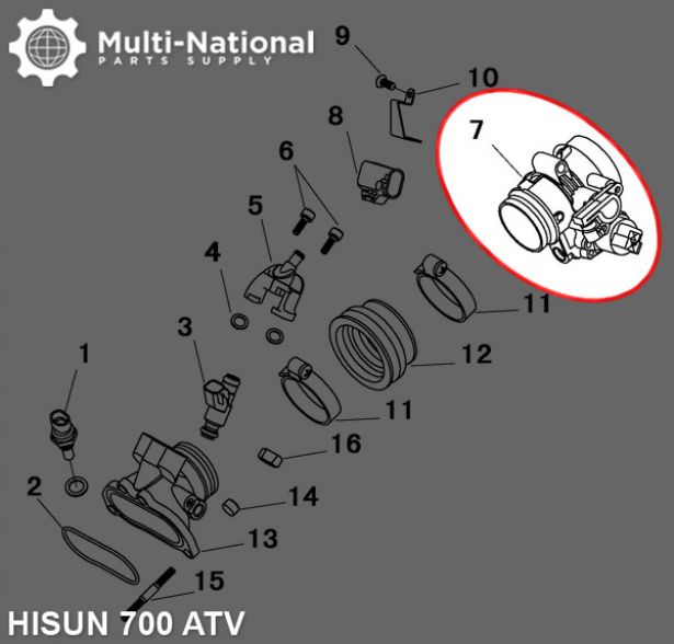 Throttle Body -  ATV, Hisun, 700cc