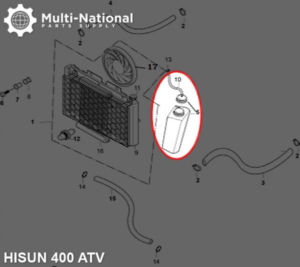 Radiator Overflow Tank - ATV, Hisun, 400cc