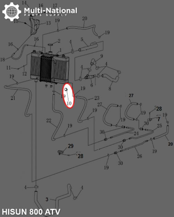 Water Temperature Sensor - ATV, Hisun, 400-800cc