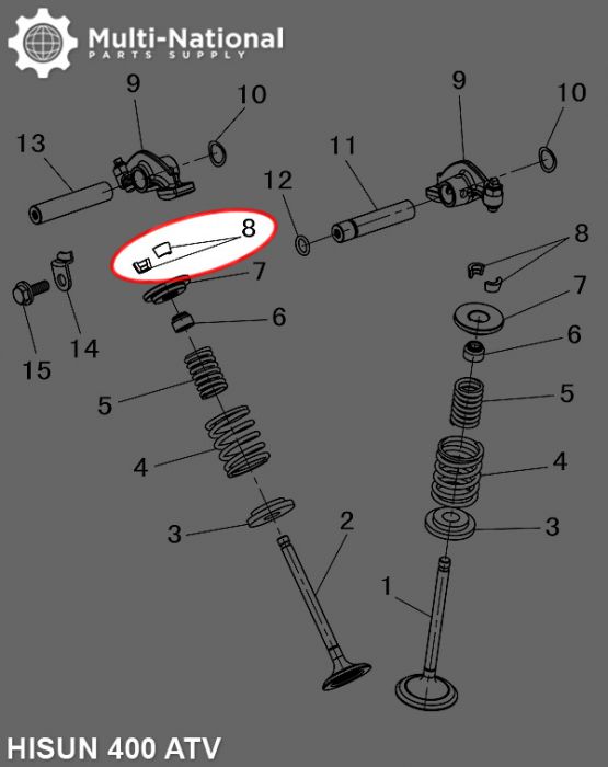 Valve Lock Clip - Seat Valve Spring, Hisun, 400-500cc, ATV/UTV (2pcs)