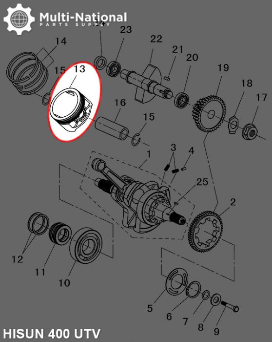 Piston - 84mm, Hisun, 400-500cc, ATV/UTV