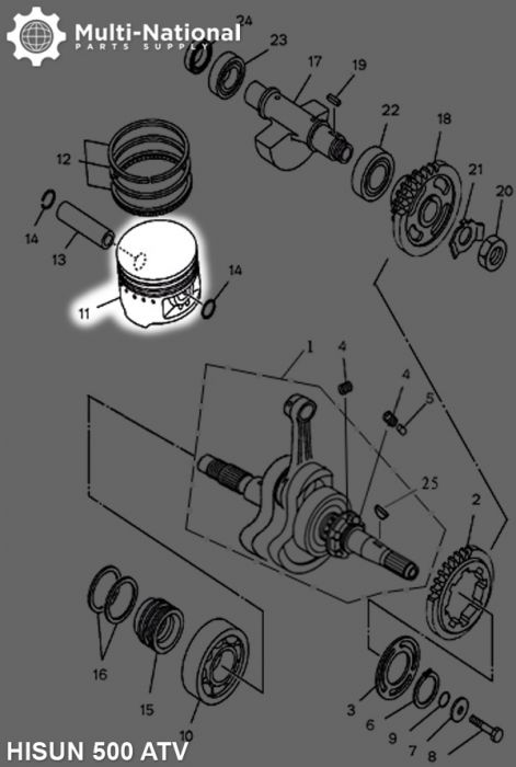 Piston - 84mm, Hisun, 400-500cc, ATV/UTV