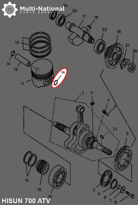 Circlip - Snap Ring, Wrist Pin, ATV, 700cc, Hisun