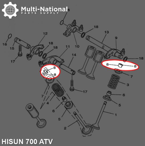 Valve Lock Clip - Seat Valve Spring, ATV, Hisun, 700cc (1pc)