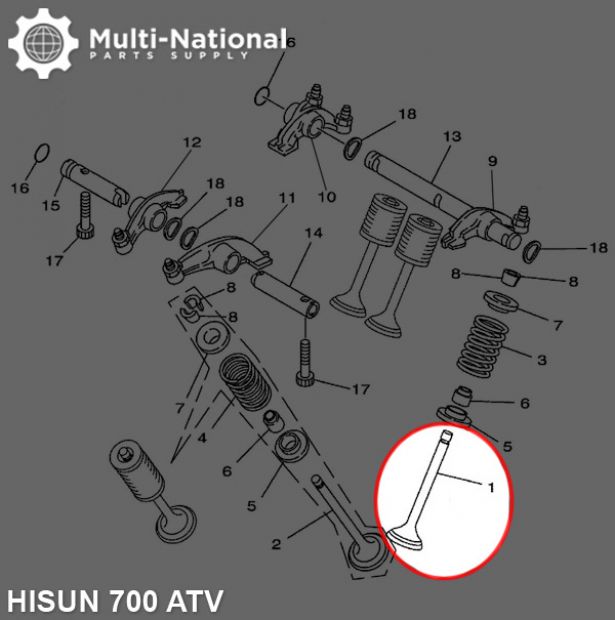 Intake Valve - ATV, Hisun, 700cc