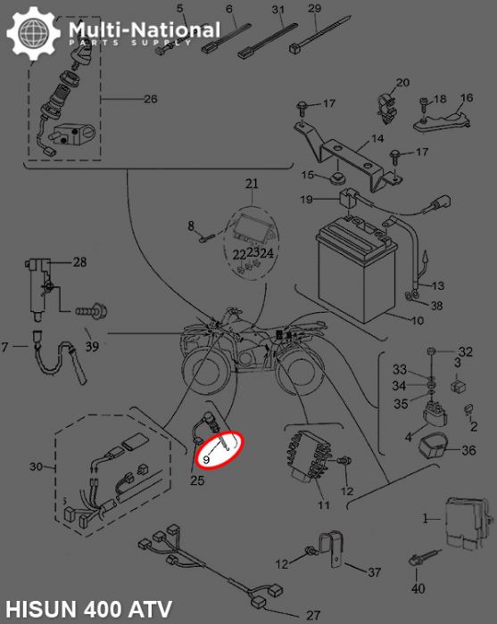 Tension Spring - 1.2x7x28, ATV, Hisun, 400cc