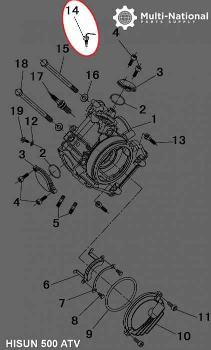 Water Temperature Warning Switch - Hisun, 400-700cc, ATV/UTV