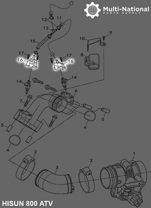 Fuel Injector Mounting Seat - ATV/UTV, Hisun, 400-800cc