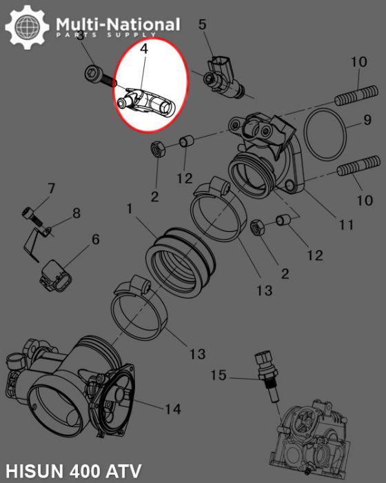 Fuel Injector Mounting Seat - ATV, Hisun, 400-700cc