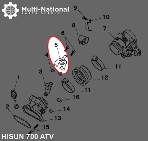 Fuel Injector Mounting Seat - ATV, Hisun, 400-700cc