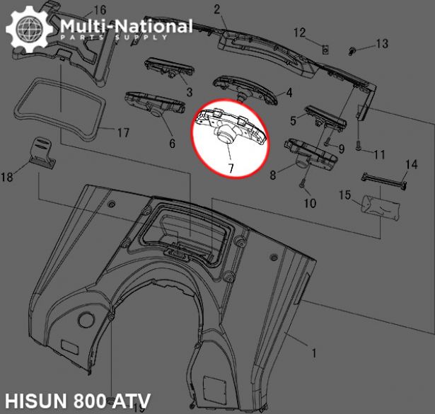 Tail Light Housing - ATV, Hisun, 800cc