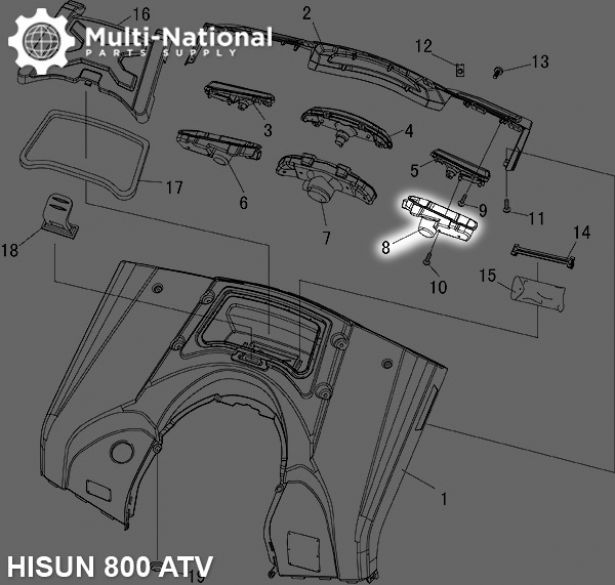 Signal Light Housing - Left, Rear,  ATV, Hisun, 800cc