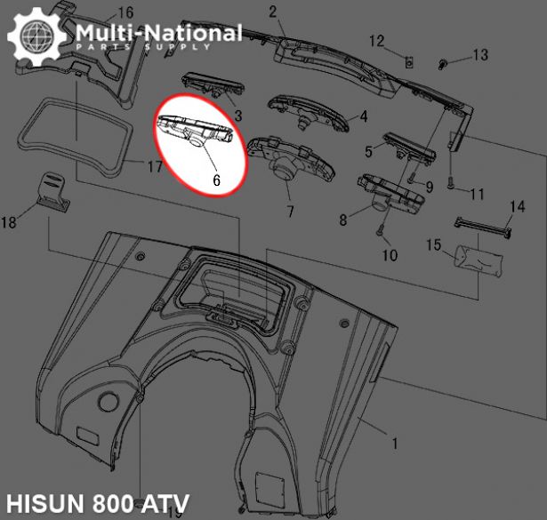 Signal Light Housing - Right, Rear,  ATV, Hisun, 800cc