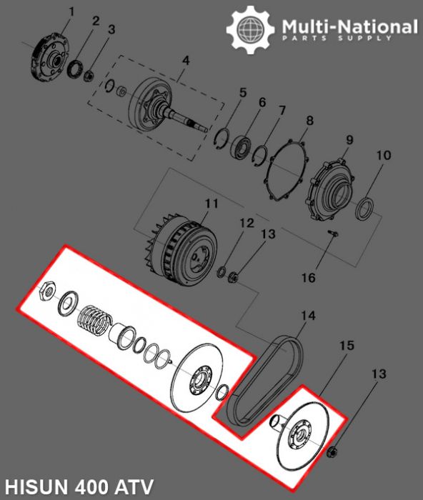 Clutch - CVT, Driver Pulley, Hisun, 400cc, ATV/UTV