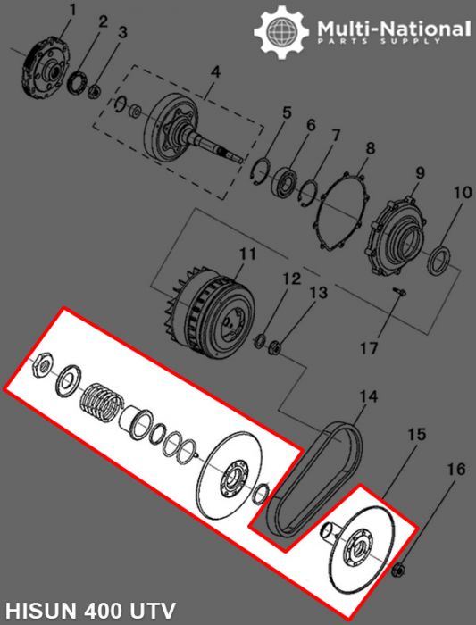 Clutch - CVT, Driver Pulley, Hisun, 400cc, ATV/UTV