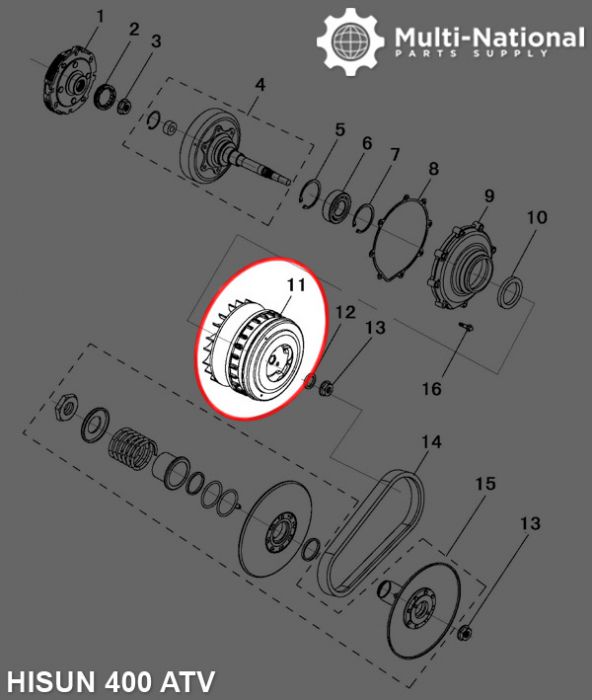 Clutch - Variator, 21 Spline, Hisun, 400cc, ATV/UTV