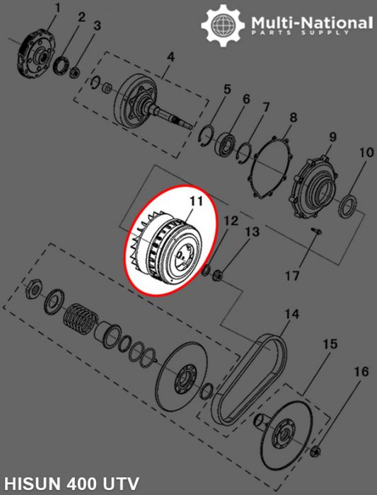 Clutch - Variator, 21 Spline, Hisun, 400cc, ATV/UTV