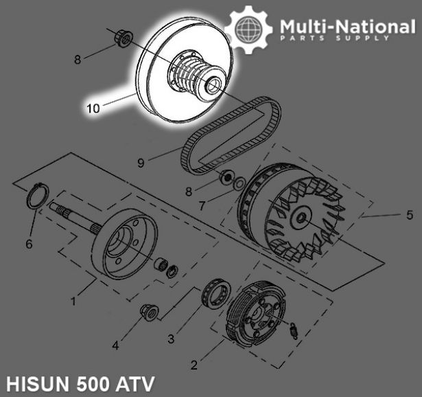 Clutch - CVT, Driver Pulley, ATV, Hisun, 500-700cc