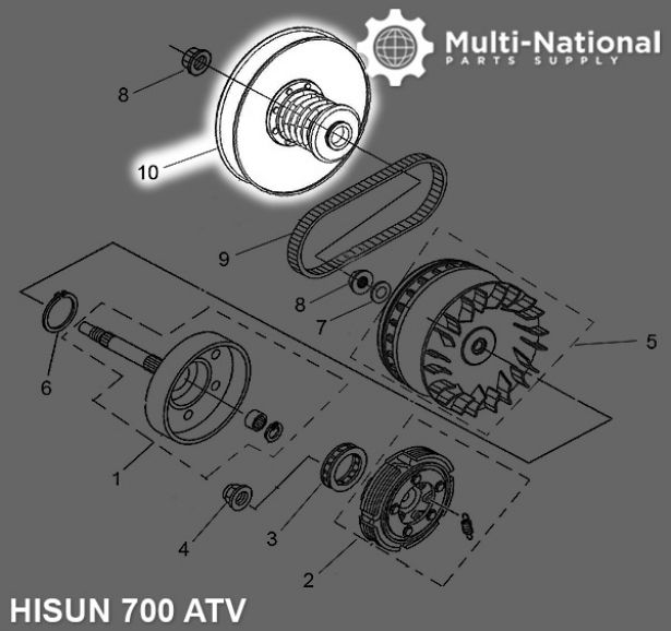 Clutch - CVT, Driver Pulley, ATV, Hisun, 500-700cc