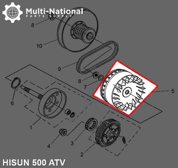 Clutch - Variator, Hisun, 500-700cc, 21 Spline