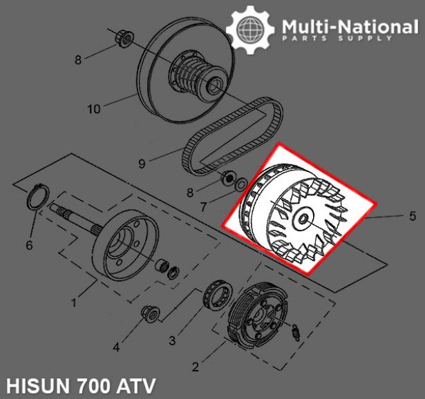 Clutch - Variator, Hisun, 500-700cc, 21 Spline