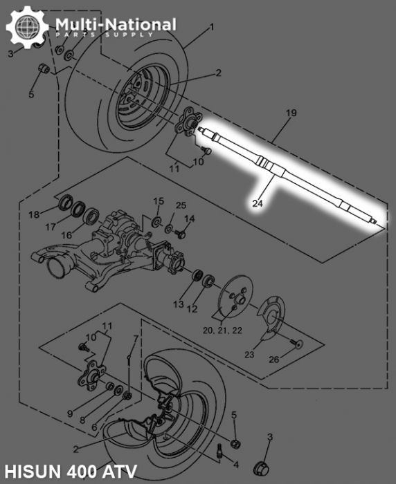 Axle - 97.5cm, ATV, Hisun, 400cc