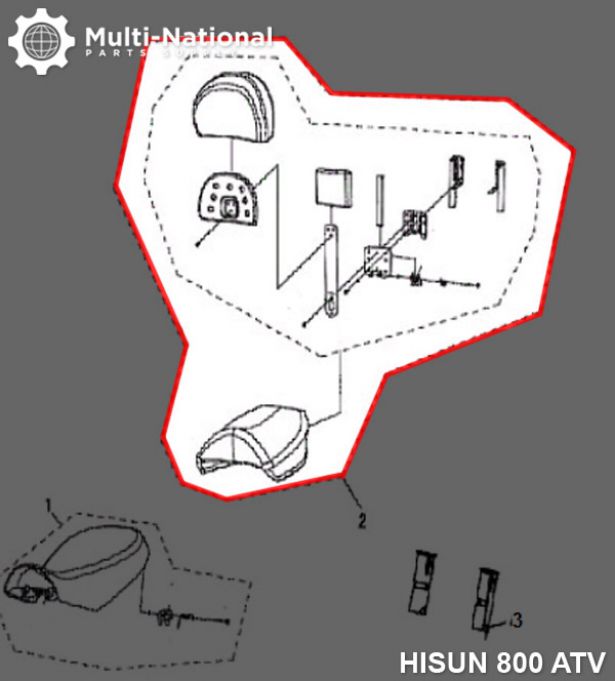 Seat - Rear, ATV, Hisun, 800cc