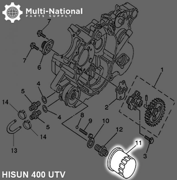 Oil Filter - Hisun, 400-700cc, ATV/UTV