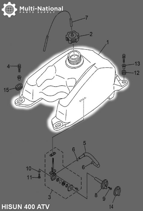 Gas Tank - ATV, Hisun, 400cc