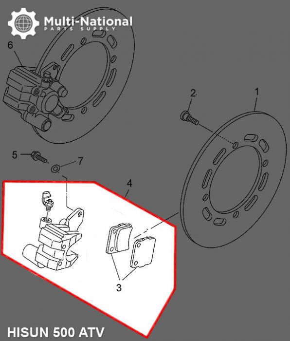 Brake Caliper - Front Right, ATV, Hisun, 500-700cc