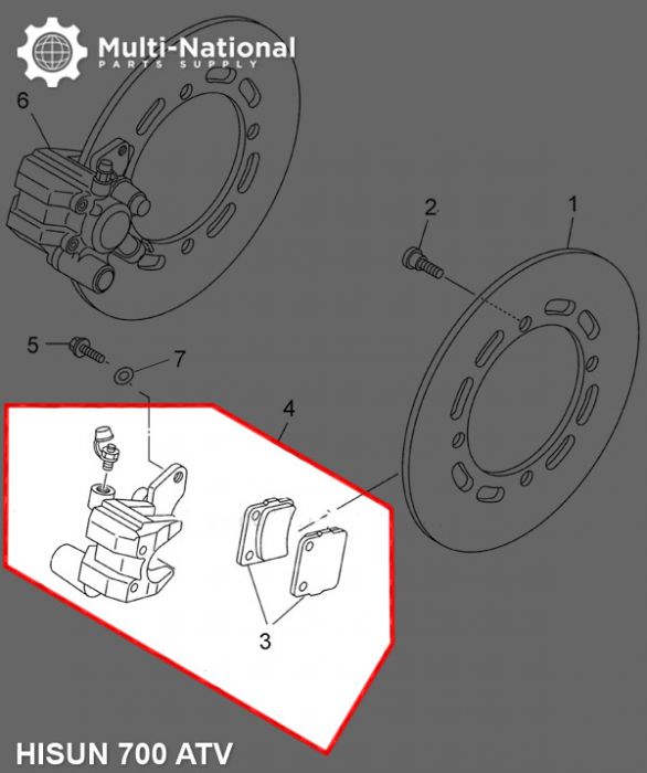 Brake Caliper - Front Right, ATV, Hisun, 500-700cc