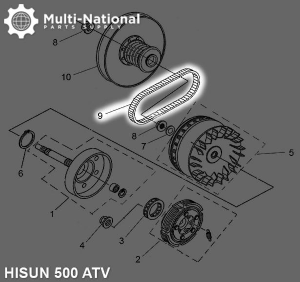 Drive Belt - V-Belt, Long Case, 911.5-31.5-28, ATV, Hisun, 500-700cc