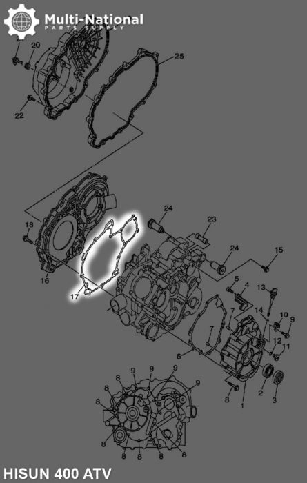 Clutch Cover Gasket - ATV, Hisun, 400cc