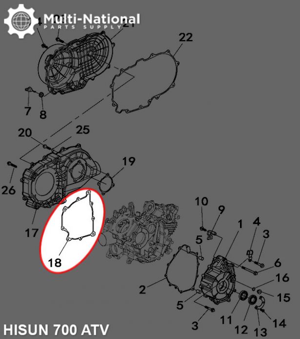 Clutch Cover Gasket - ATV, Hisun, 500-700cc