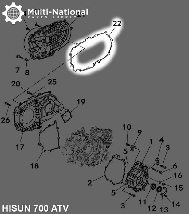 Clutch Cover Gasket - ATV, Hisun, 500-700cc