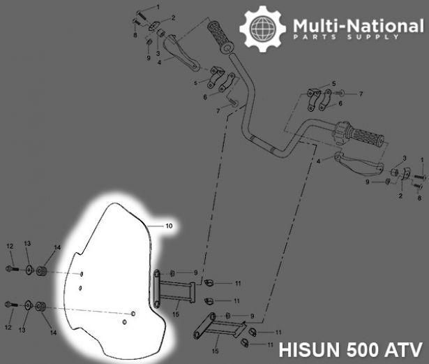 ATV Windshield - Hisun, 500-700cc