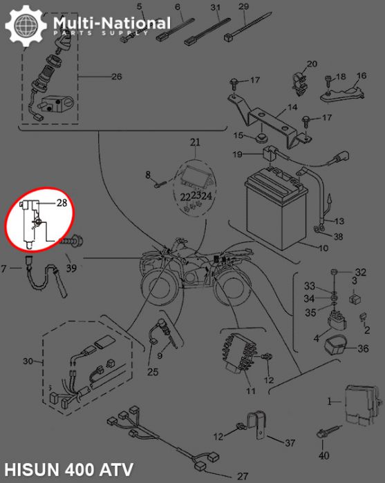 Ignition Coil - Hisun, Odes, 400cc, 500cc, 700cc, 800cc, 1000cc ATV/UTV