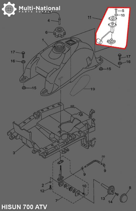 Fuel Sensor - ATV, Hisun, 500-700cc