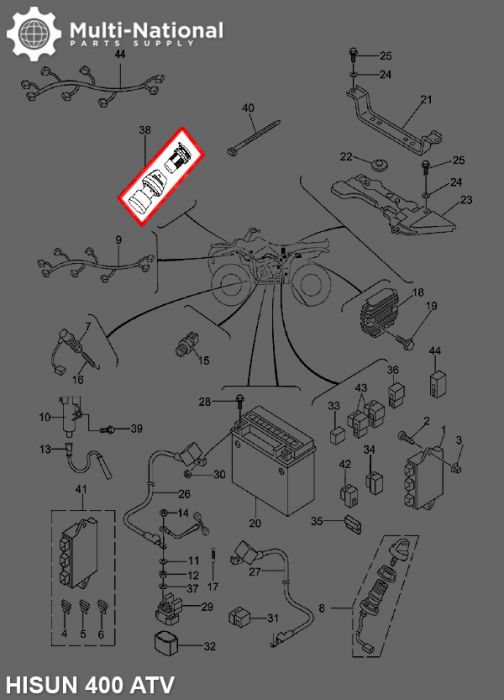 Auxiliary DC Plug - 12V, ATV, Hisun, 400-800cc