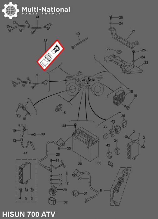 Auxiliary DC Plug - 12V, ATV, Hisun, 400-800cc