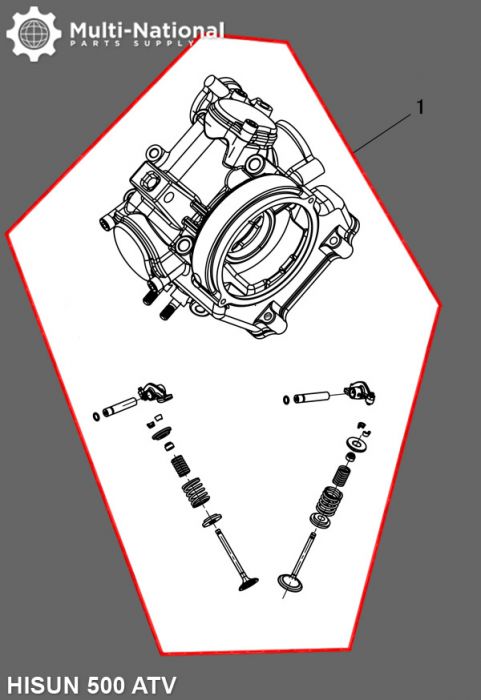 Cylinder Head Assembly - ATV, Hisun, 500cc