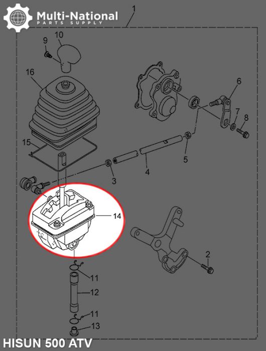 Gearshift Body Assy - ATV, Hisun, 500-700cc