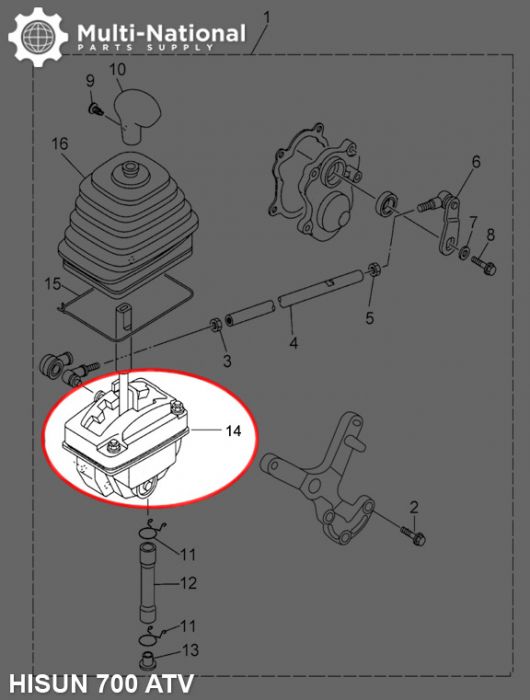 Gearshift Body Assy - ATV, Hisun, 500-700cc