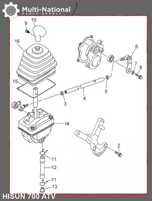 Gearshift Shifter Assembly - ATV, Hisun, 500-700cc